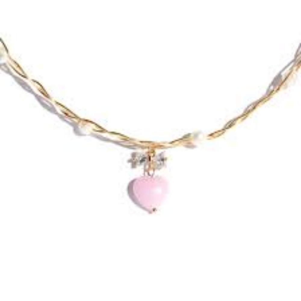 I'MMANY London Sugar Chibi Jade Heart & Freshwater Pearl Wire Collar Necklace